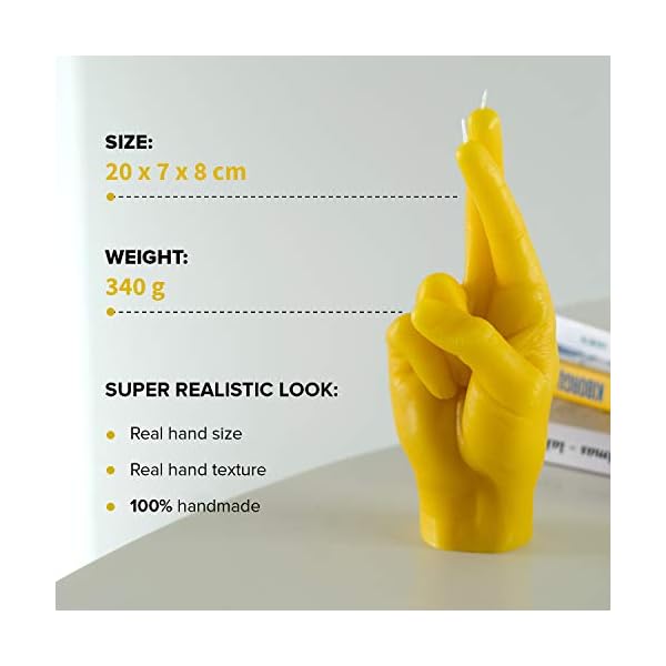 CandleHand Vela gesto de mano CROSSED FINGERS – Tamaño de la mano real 20 x 7 x 8 cm – Estatua hecha a mano – Decoración… - Imagen 3