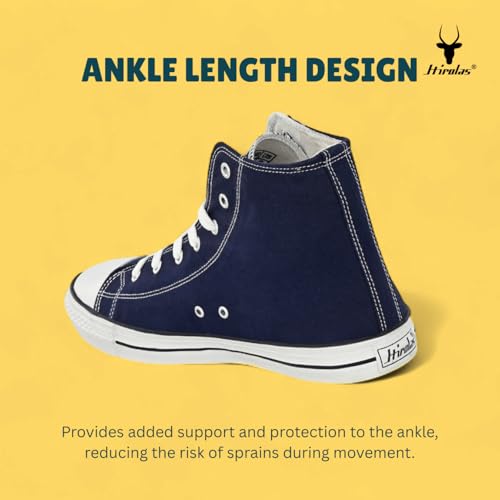 Image of Hirolas Men's Vulcanized Canvas Rubber Toe High Ankle Skateboard Sneakers Shoes.