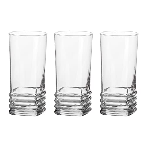 LAV Elegant Set of 6 Highball Glasses Long Drinking Glass Clear Tumblers