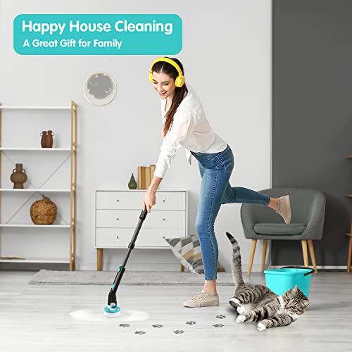 Electric Spin Scrubber, Cordless Spin Scrubber With 4 Replaceable Brush Heads ,2 Cleaning Pads And Adjustable Extension Handle, Power Cleaning Brush For Bathroom Floor Tile #TOP6
