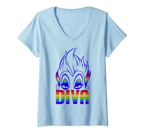 T-shirt Ursula Disney Villains femme col V arc-en-ciel Rainbow Diva