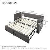 Daybed with Pull out Trundle Bed&USB Type C Charging Station&2 Shelves, 3ft Single Functional Upholstered Bed with Cup Holders, Linen Sofa Beds Guest Beds for Living Room&Bedroom, No Mattress, Grey - Image 2