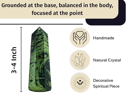 Image of Certified Kambaba Jasper Crystal Tower Obelisk Point for Chakra, Healing and Balancing - AAA Grade Original Certified Gemstone Agate for Reiki Meditation Yoga Spiritual (3-4 Inches)