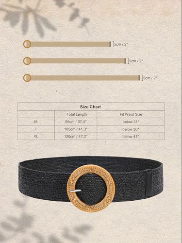 2 Pack Straw Woven Elastic Stretch Waist Belts for Women4
