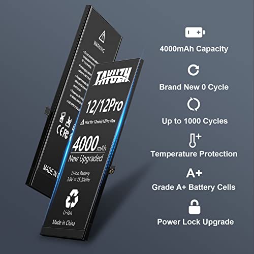 Tayuzh [4000Mah] Battery For Iphone 12 And Iphone 12 Pro 6.1 Inch Ultra High Capacity Replacement Battery For Iphone 12 A2172 A2402 A2403 A2404 With Professional Repair Tool Kit And Instruction #TOP3