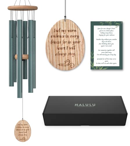Nalulu Memori Memorial Wind Chimes - Sympathy Gift, Memorial Gifts, Chime, Sympathy Wind Chimes For Loss Of Loved One, Bereavement Gifts, Sympathy Gifts For Loss Of Mom W/Gift Box And Card, Green #TOP10