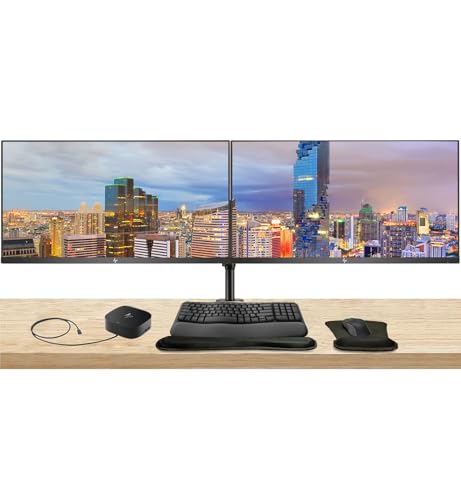 Image of HP Series 3 Pro 27-inch 327ph FHD 1080p LCD Monitor 2-Pack Bundled with Desk Mount Stand, USB-C Multiport G5 Dock, MK670 Wireless Keyboard & Mouse, Gel Mouse & Wrist Pad