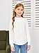 Haloumoning Girls Long Sleeve Shirts Kids Fashion Crewneck Tunic Tops Curved Hem Tees 7-14 Years White