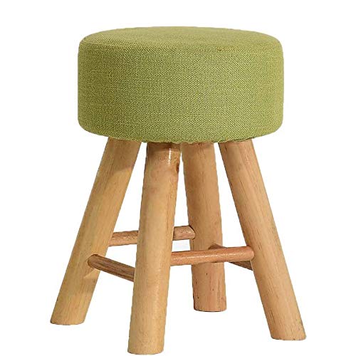 Taburete reposapiés de madera maciza de pino y asiento acolchado