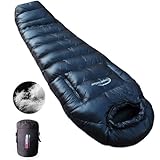 Fengzel Outdoor マミー型寝袋 足と手が出せる 210*80(50) cm ダウン率90% 400-2000g羽毛充填 キャンプ 自宅 防災用 ふっくら 極限耐寒 防寒着 ダウンシュラフ (ブラック01#, 冬用(1000gダウン詰め))