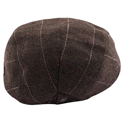 Image of The Tie Hub Wool Flat Cap for Men & Women | Adjustable Vintage Newsboy Gatsby Hat for Casual, Travel, Outdoor | Free Size Herringbone Ivy Style Cap