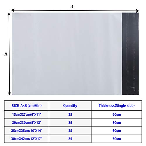 HVDHYY Mailers Wit Ondoorzichtig Nieuw Materiaal Kunststof Gemengd 100 Stuks C5 A4 B4 A3 Goederenzending Plastic… - Afbeelding 3
