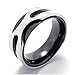 Produktbild NA Schmuck Herren Edelstahl Ring, Double Layer Nested Round Band, Schwarz Silber