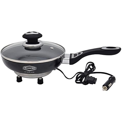Roadpro RPSL-335 12V Portable Frying Pan Frying Pan Black Small Cover