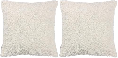 Image of Yard Cabu Polyester Filled Cushion – Scandi Minimalist Chunky Boucle Textured Decorative Pillow (Ecru - 45x45cm) (Pack of 2)