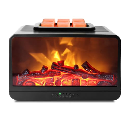 Wax Melt Warmer - 3D Dynamic Flame Fireplace Wax Warmer Electric Wax Burner, Wax Melter for Scented Wax with 4 Timer Auto Shut Off PTC Heating Oil Bur