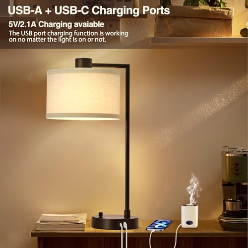 Luvkczc Table Lamp Set of 2, Dimmable Bedside Lamp for Night Stand, USB A+C by Luvkczc - Used condition - Image 7