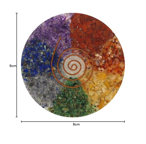 Image of Seven Chakra Crystal Coaster with Power Symbol Charm, Decorative Disc for Meditation Setup and Home Decor