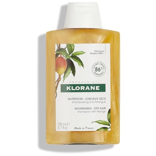 Klorane Nourishing Mango Butter Shampoo – For Dry, Damaged Hair – Biodegradable** Formula – Sulphate Free – Vegan* – 1x 200 ml Bottle