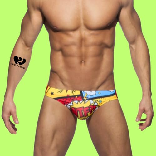 Men's WTF Comics Padded Enhancing Swim Briefs, Front Removable Pad and Push-Up Cup2