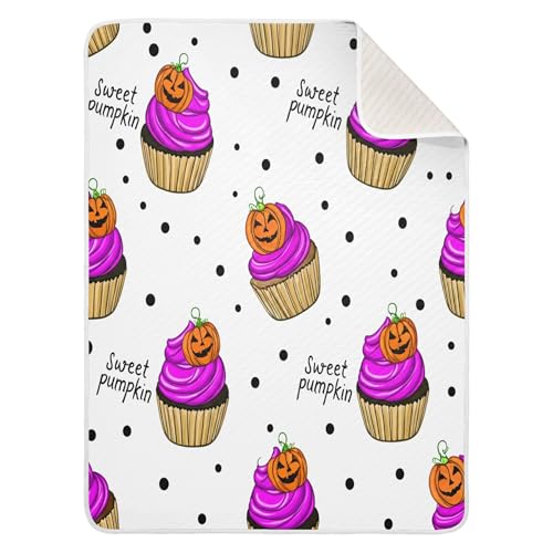 Burbuja Cute Halloween Cupcakes Baby Blanket for Boys Girls, Nursery Soft Warm Swaddling Receiving Baby Blankets, 30x40 in Toddler Blanket