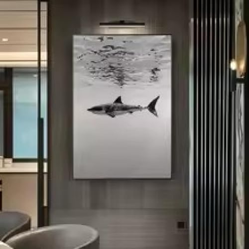 Toile requin baleine animal marin noir et blanc déco maison salon