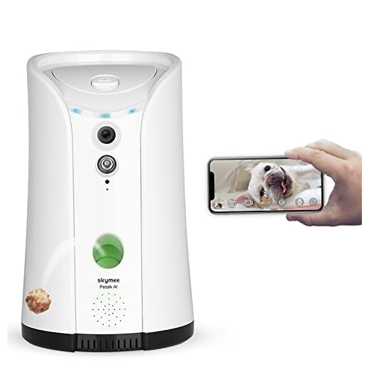 SKYMEE Dog Caméra Audio Bidirectionnel Vision Nocturne pour Chien Surveillance à distance WIFI Distributeur d'Aliments pour Animaux de Compagnie