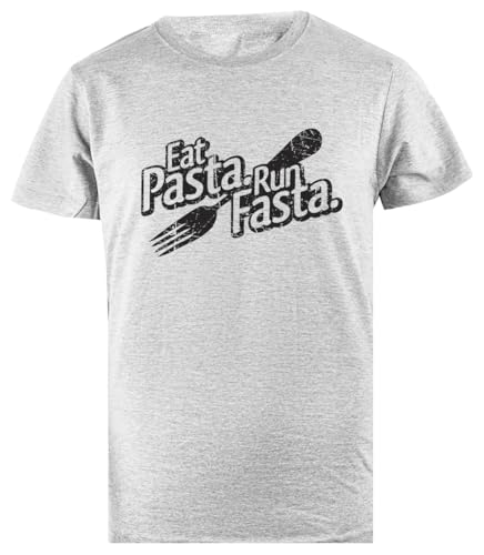Zymbatee Eat Pasta Run Fasta Camiseta Gris Camiseta De Corte Clásico para Hombre