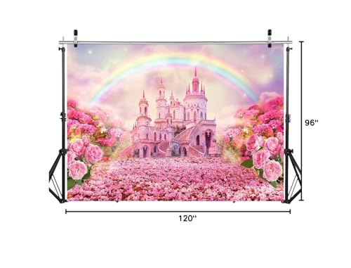 SJOLOON Castle Backdrop Sping Pink Flower Kids Birthday Party Banner Rainbow Photography Background Studio Props 12443(10x8FT) - Thumbnail 7