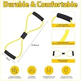 Halloscume 20 Pack Figure 8 Shaped Resistance Bands with Handles Bulk Exercise Fitness Bands Arms Shoulder Leg Stretching Gym Workout Equipment for Muscle Training Women Men (50 Lbs,Yellow) - Image 2