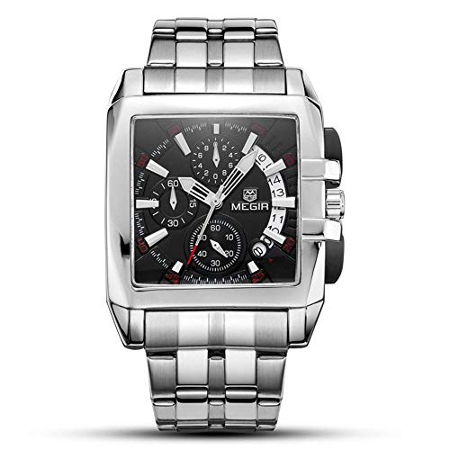 Montre chronographe sport homme acier noir Luli plein air