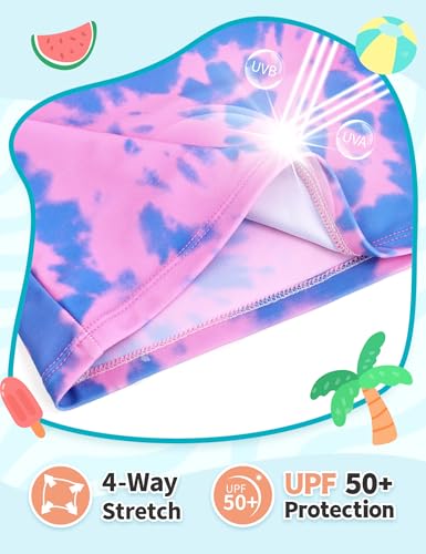 Image of TENVDA Girls Rash Guard Swimsuit Long Sleeve Bathing Suits with Shorts for 3-12 Years Old Kids