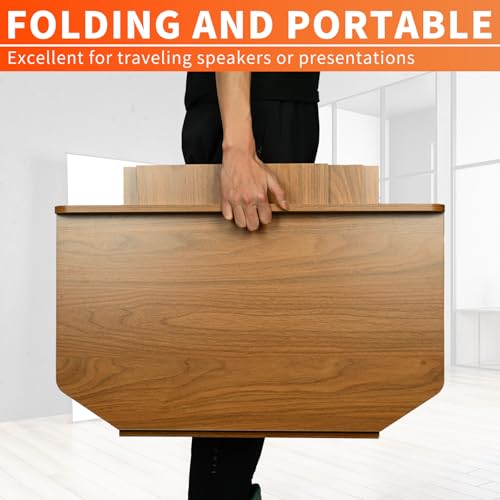 ISXACFF Foldable Tabletop Lectern, Podium Stand with Bookstop Portable Folding Tabletop Desk Teacher Speaker Lecture Classroom Presentation Stand, Laptop Computer Book Holder