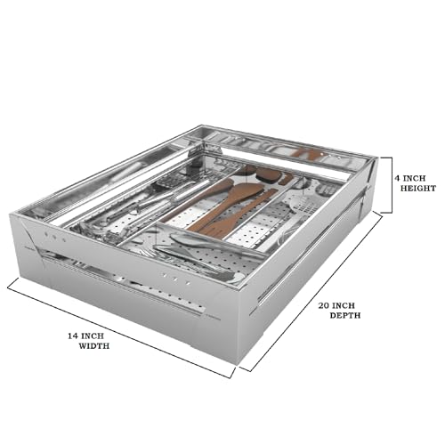 Image of BLOO BASKET 202modular kitchen accessories cabinet, 6-Piece Utensil Organizer, Perforated Stainless Steel, Silver (14 inch WIDTH * 20 inch DEPTH, WITHOUT CHANNEL)