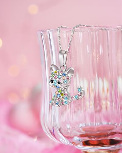Lanqueen Kitty Cat Pendant Necklace Jewelry for Women Girls Cat Lover Gifts Daughter Loved Necklace4