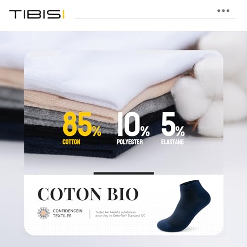 Chaussettes sport coton respirant TIBISI socquettes basses hommes femmes 35-38