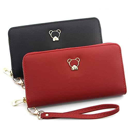 New Ladies Long Fashion Korean Wallet Zipper Bag Multi-Card Clutch Ladies Wallets (Black)3