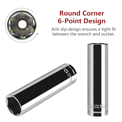 Image of 3 /8 inch Drive Deep Socket,12mm Metric Socket 6-Point,CRV