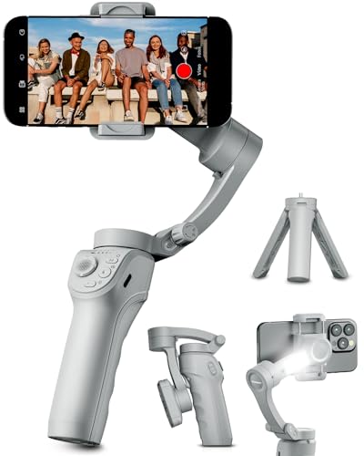 Estabilizador Mobile, Camera GURIGHT Estabilizador para Celular 3 Ejes, Estabilizador móvil Profesional para Grabación de Vídeo y Fotografía con Seguimiento de Cara/Objeto, Time...