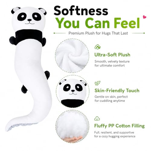 Image of Tianmihou 48 inch Giant Panda Plush Stuffed Animal, Big Bear Glow in The Dark Fluorescent Plushies Pillow Toy, Jumbo Cute Panda Body Pillow Gifts for Kids Adults, Birthday