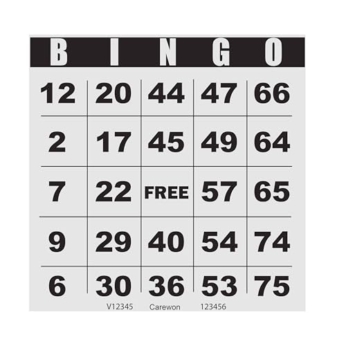 Carewon 200 Bingo Cards Large 4.5 x 4.5 Inch Paper Bingo Sheets