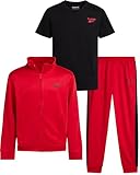 Reebok Boys Joggers Set - 3 Piece Boys Tracksuit Set with Tricot Zip Up Jacket Athletic Cotton T-Shirt and...