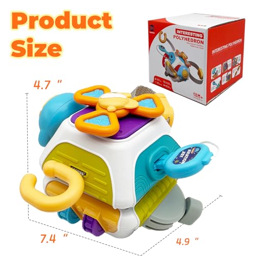 Image of Busy Cube for Toddlers 2-3, Montessori Sensory Activities Busy Board Baby Gifts Infant Boys Girls Travel Toys Educational Learning