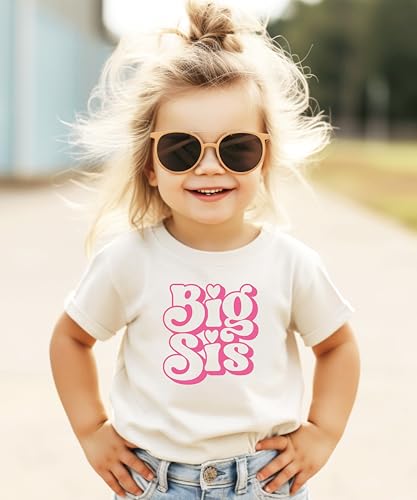 Olive Loves Apple Big Sis & Lil Sis Matching Shirts for Siblings Retro Pink Graphic Tee Sold Individually3