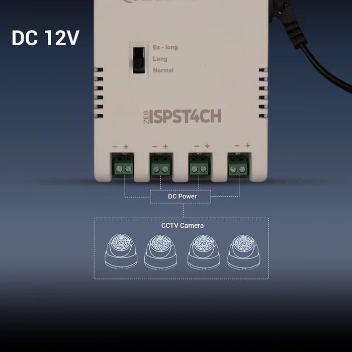 Image of ZEBRONICS 4 Channel CCTV Power Supply SMPS, 12V SMPS Adapter with LED Indicators, Overload, Over Voltage and Short Circuit Protection, for CCTV Camera, ISPST4CH