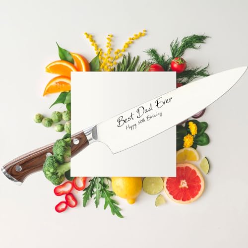 Image of Stainless Steel Professional Chef's Knife - Custom Engraved Ultra Sharp Kitchen Japanese Knife - 8 Inches With Personalized Touch