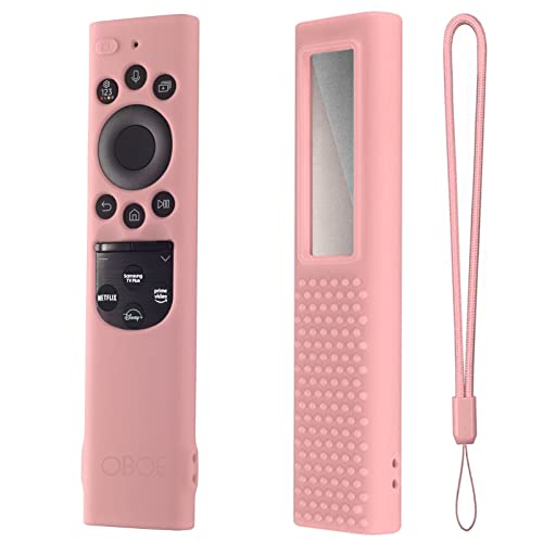 Image of Oboe Silicone TV Remote Cover for Samsung Smart TV Remote 2022 QLED TV BN68-13897A / TM2280E Remote Protective Case with Remote Loop (Pink) [Remote NOT Included]