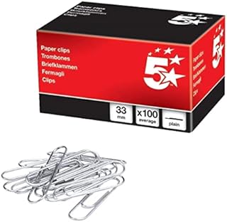 5 Star 505337, 503352 Paperclips Metal Large 32mm Plain [Pack of 100]