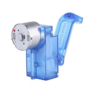 Handheld DC Crank Generator Hand Cranked Dynamo Emergency Mechanical Power Supply School Educational Generator Kits with LED Light and Clip Cords
