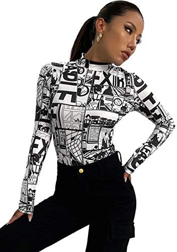 Amazon.com: SheIn - Camiseta de manga larga con estampado gráfico para mujer  : Ropa, Zapatos y Joyería